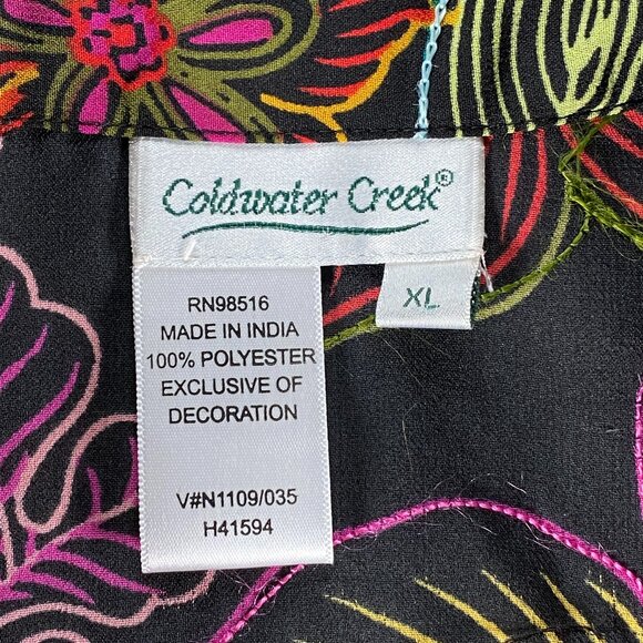 Vintage Coldwater Creek Button Up Shirt Top Women's XL Multicolor Floral VTG - Picture 4 of 12